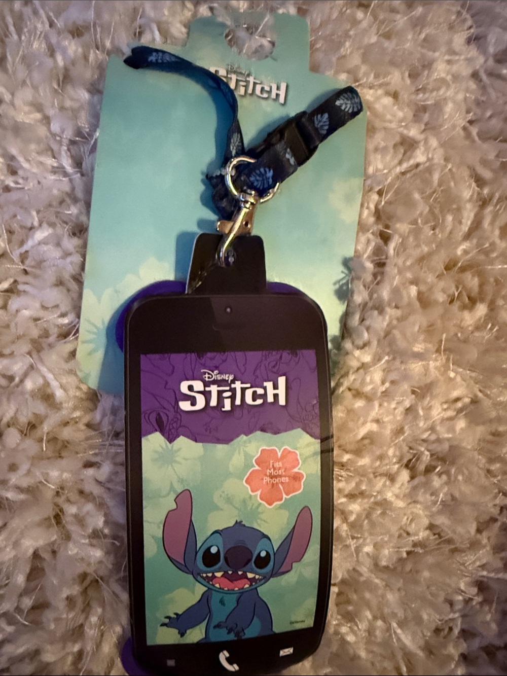 NEW Disney 💜 Lilo & Stitch Cell phone Holder & Lanyard & Clip Purple Stretch
